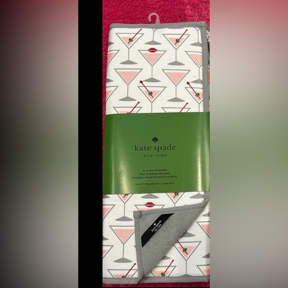 NWT Kate Spade martini glass drying mats set of 2